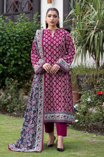 3PC Stitched Printed Linen Suit A-02 Embroidered KHAS STORES
